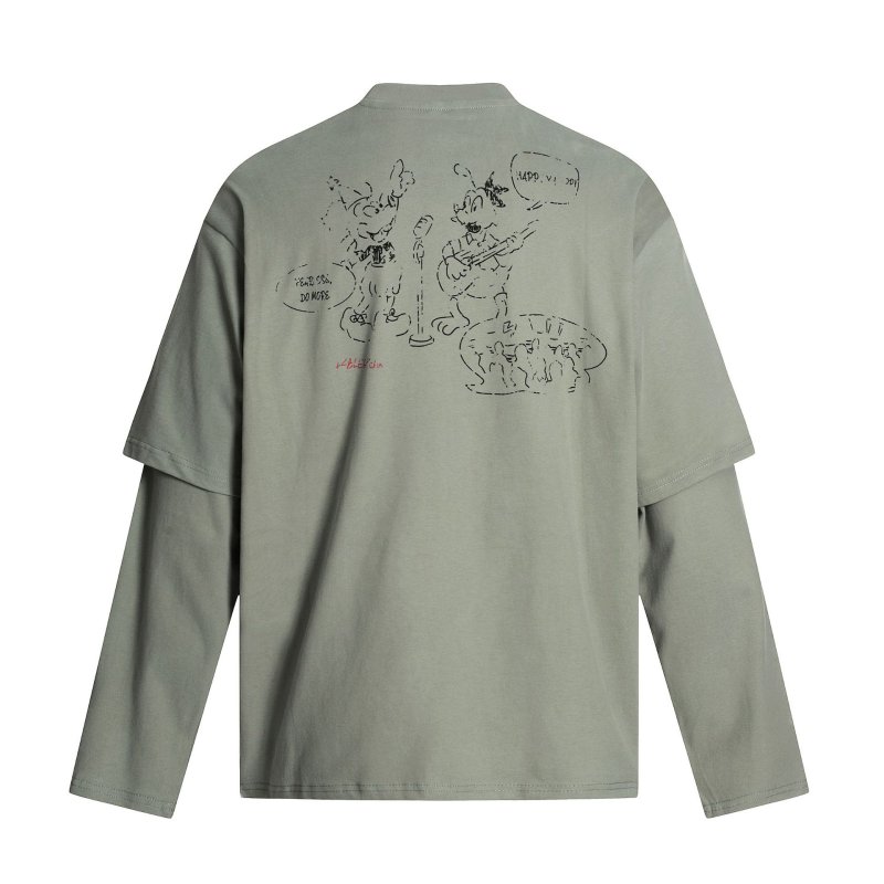 画像4: Unisex Old Mickey Mouse Vintage-Style Layered T-Shirt  ユニセックス 男女兼用オールドミッキーマウス ヴィンテージスタイル重ね着Tシャツ (4)