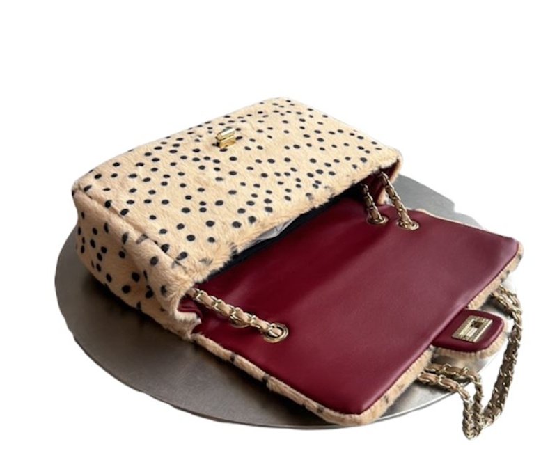 画像3: Polka-dot fur tote/shoulder bag with chain handle ポルカドットファーチェーンハンドルトートショルダーバッグ (3)