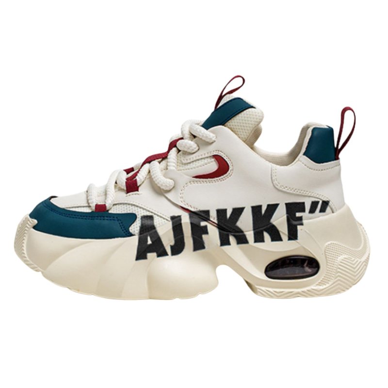 画像1: SALE セール Alphabet Logo Leather Lace Up Dad Sneaker Shoes　アルファベットロレザー ユニセックス 男女兼用レースアップスニーカー (1)