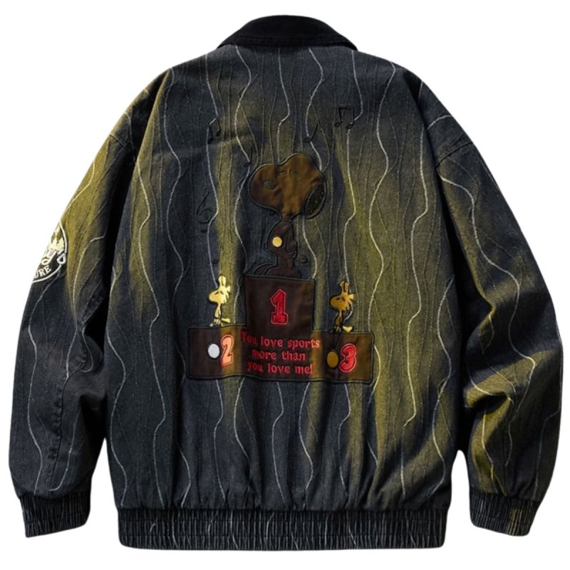 画像3: Music & Snoopy Embroidery Denim Jacket　ユニセックス男女兼用ミュージック＆スヌーピー刺繍 デニムジャケット (3)