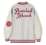 画像3: Color-block leather-sleeve varsity jacket Varsity Jacket ユニセックス男女兼用カラーブロックスリーブレザースタジャンスタジアムジャケット (3)