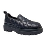 画像1: Mens Real Leather quilted chunky sole slip-on pumps shoes  レザー キルティング チャンキーソール 厚底 スリッポン パンプス シューズ デッキシューズ (1)