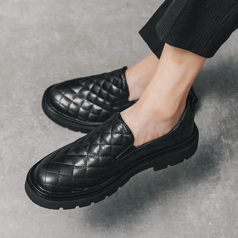 画像2: Mens Leather quilted chunky sole slip-on pumps shoes  レザー キルティング チャンキーソール 厚底 スリッポン パンプス シューズ デッキシューズ (2)