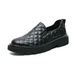 画像1: Mens Leather quilted chunky sole slip-on pumps shoes  レザー キルティング チャンキーソール 厚底 スリッポン パンプス シューズ デッキシューズ (1)