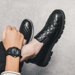 画像3: Mens Leather quilted chunky sole slip-on pumps shoes  レザー キルティング チャンキーソール 厚底 スリッポン パンプス シューズ デッキシューズ (3)