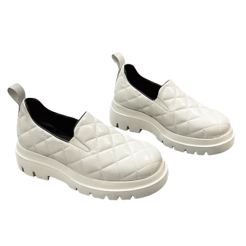画像2: Mens Real Leather quilted chunky sole slip-on pumps shoes  レザー キルティング チャンキーソール 厚底 スリッポン パンプス シューズ デッキシューズ (2)
