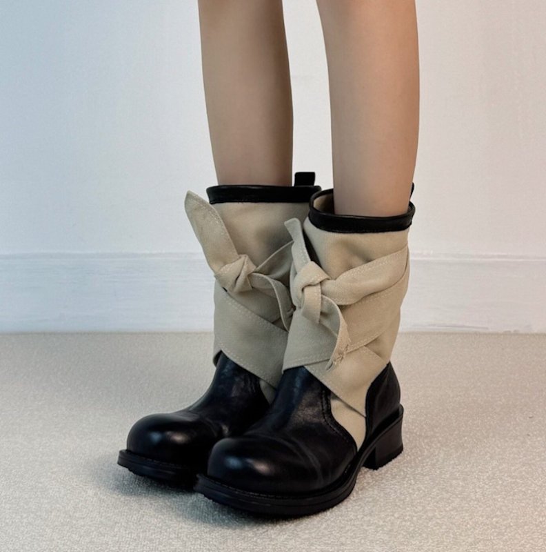 画像7: Ribbon-tie Martin boots　リボン結びショートブーツ (7)