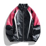 画像2: Leather Stand-Collar Zip-Up Motorcycle Jacket　ユニセックス男女兼用レザースタンドカラージップアップモーターサイクルジャケット (2)