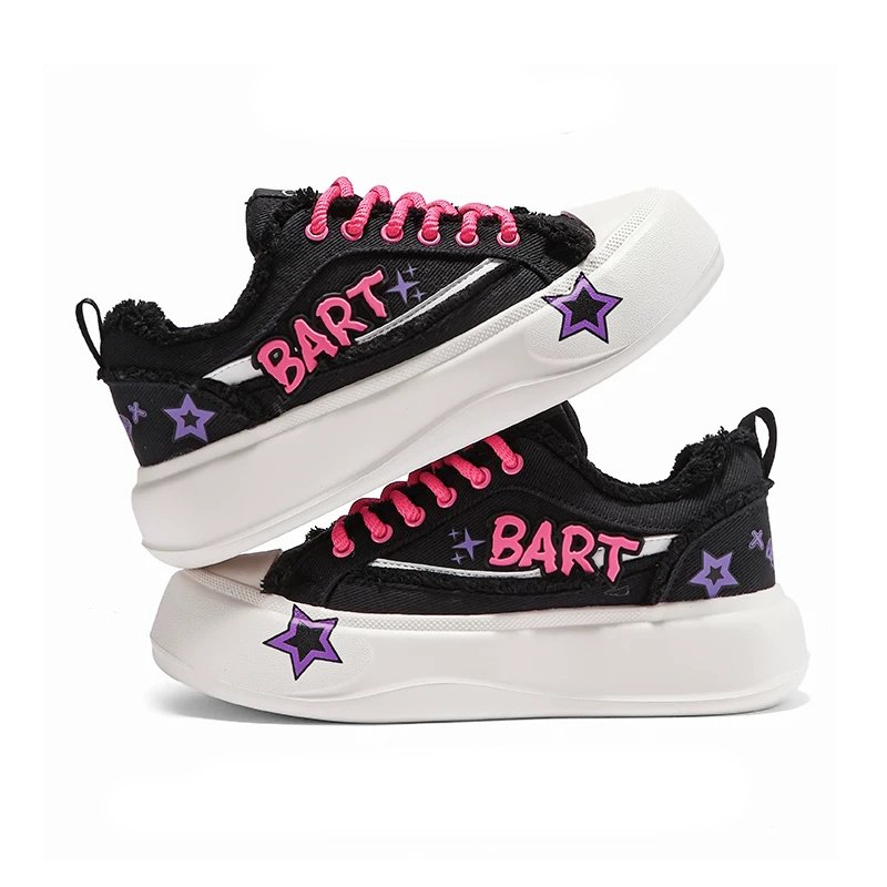 画像5: UnisexThe Simpsons x Bart Simpson x Star Graffiti Platform Lace-Up Sneakersユニセックス 男女兼用 ザ・シンプソンズ×バートシンプソン×スター星落書き 厚底プラットフォームレースアップスニーカー (5)