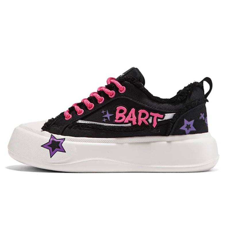 画像1: UnisexThe Simpsons x Bart Simpson x Star Graffiti Platform Lace-Up Sneakersユニセックス 男女兼用 ザ・シンプソンズ×バートシンプソン×スター星落書き 厚底プラットフォームレースアップスニーカー (1)