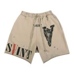 画像1: Unisex V & Jesus Paint Sweat Shorts pants ユニセックス 男女兼用 V & ジーザスペイントプリントスウェットハーフパンツ (1)