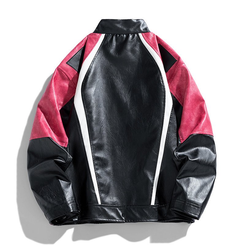 画像4: Leather Stand-Collar Zip-Up Motorcycle Jacket　ユニセックス男女兼用レザースタンドカラージップアップモーターサイクルジャケット (4)