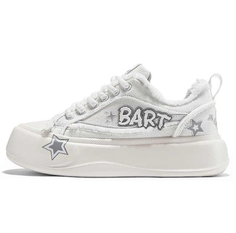 画像2: UnisexThe Simpsons x Bart Simpson x Star Graffiti Platform Lace-Up Sneakersユニセックス 男女兼用 ザ・シンプソンズ×バートシンプソン×スター星落書き 厚底プラットフォームレースアップスニーカー (2)