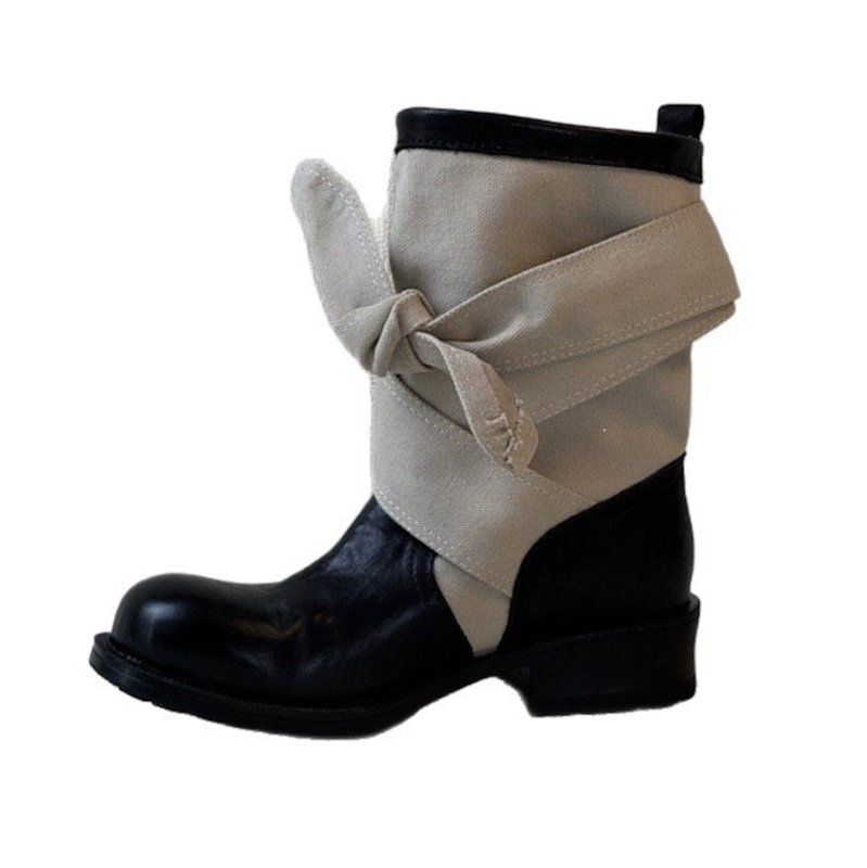 画像1: Ribbon-tie Martin boots　リボン結びショートブーツ (1)