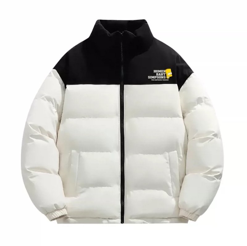 画像1: Bart Simpson Accent Down Jacket/Coat　ユニセックス男女兼用バートシンプソンジップアップダウンジャケットコート (1)