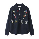 画像2: Mickey Mouse & Minnie mouse Embroidery Polo Shirts Cardigan Sweater ミッキーマウス ＆ ミニーマウス 刺繍 ポロシャツカーディガン  ニットセーター (2)