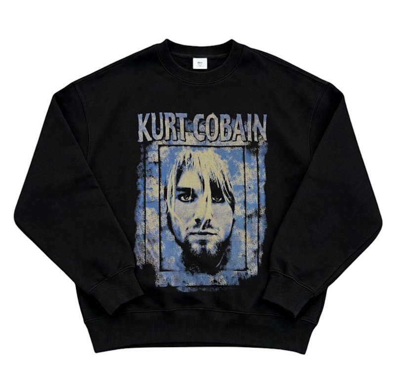 Unisex Nirvana Kurt Cobain Photo Print Sweatshirt 男女兼用ユニ