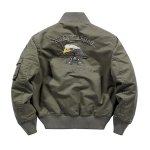 画像4: Stand-Collar Emblem Bomber Jacket MA-1 Varsity Jacket　ユニセックス男女兼用スタンドカラーエンブレムボンバージャケット MA-1スタジアムジャケット (4)