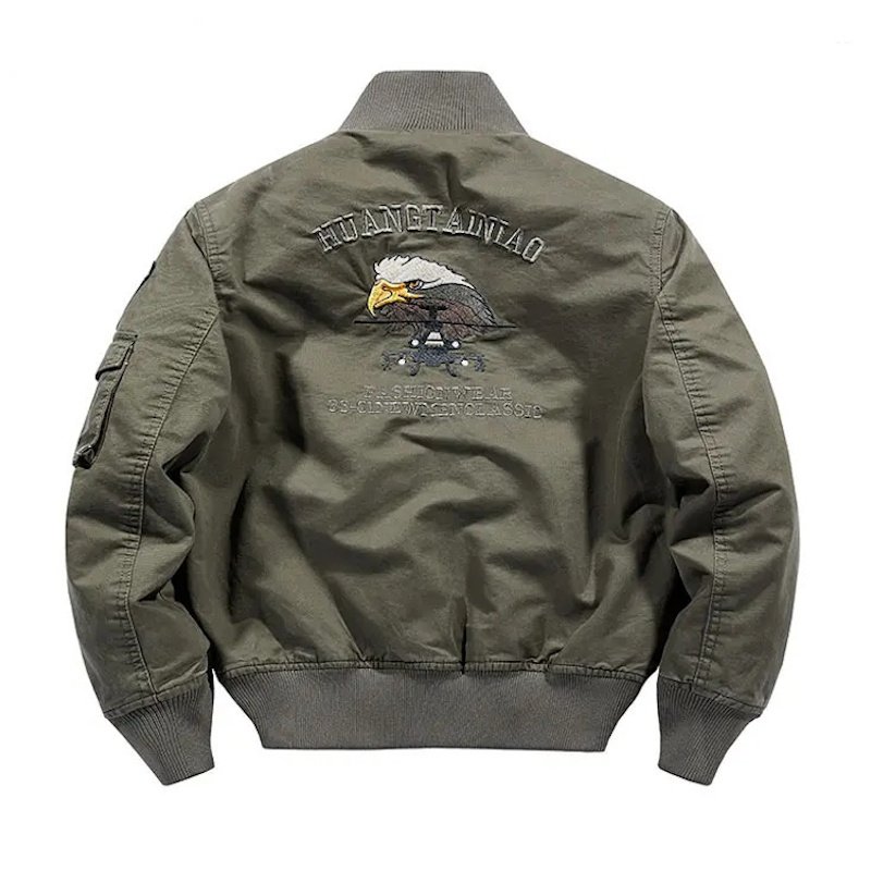 画像4: Stand-Collar Emblem Bomber Jacket MA-1 Varsity Jacket　ユニセックス男女兼用スタンドカラーエンブレムボンバージャケット MA-1スタジアムジャケット (4)