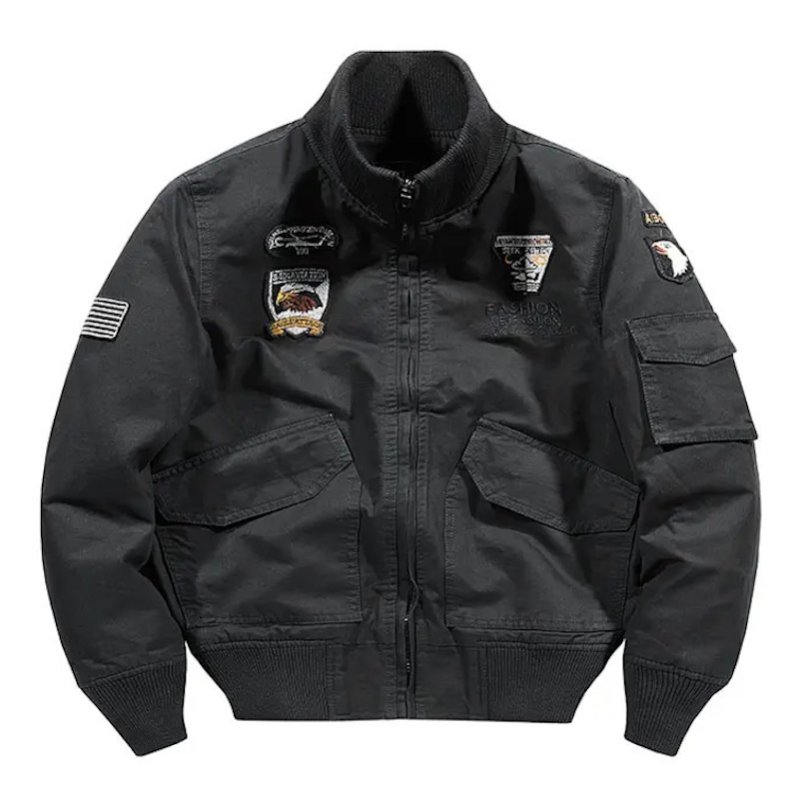 画像2: Stand-Collar Emblem Bomber Jacket MA-1 Varsity Jacket　ユニセックス男女兼用スタンドカラーエンブレムボンバージャケット MA-1スタジアムジャケット (2)