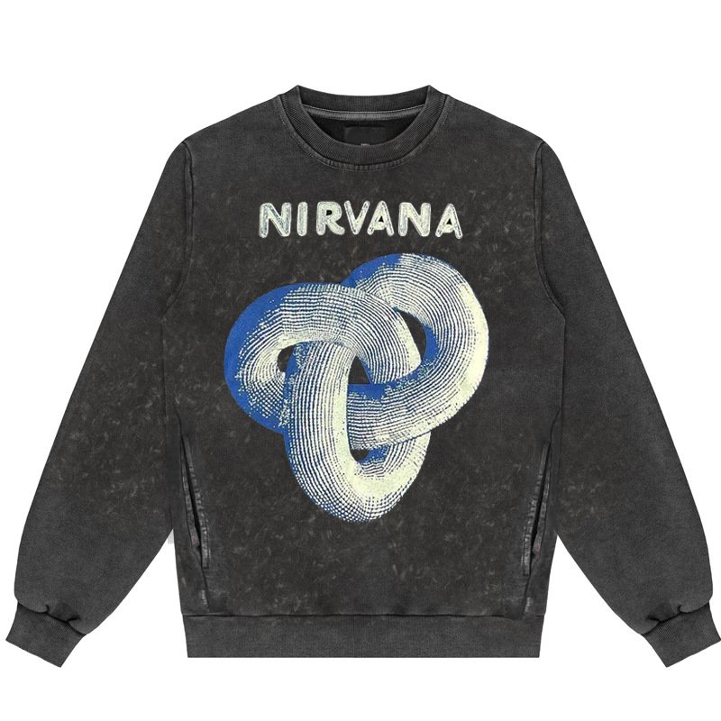 画像1: Unisex Nirvana Möbius Strip Sweatshirt 男女兼用ユニセックスニルヴァーナメビウスプリントヴィンテージスタイルスウェット (1)