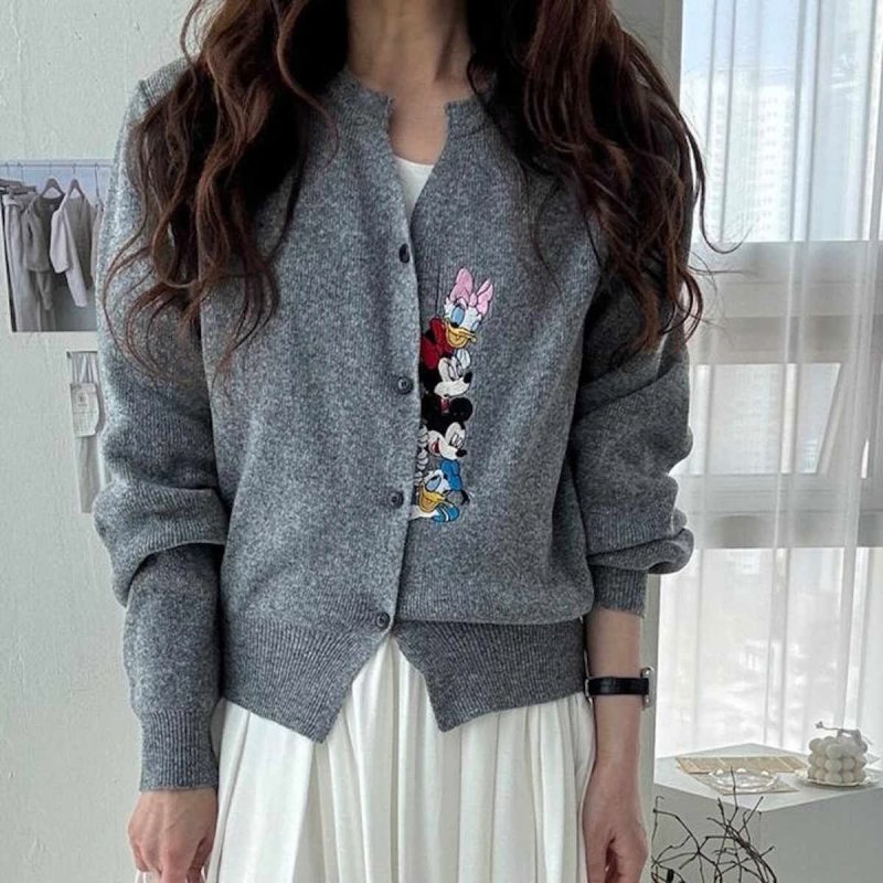 画像5: Mickey Mouse & Minnie mouse Color Cardigan Sweater ミッキーマウス ＆ ミニーマウス スキッパー カーディガン  ニットセーター (5)