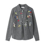 画像3: Mickey Mouse & Minnie mouse Embroidery Polo Shirts Cardigan Sweater ミッキーマウス ＆ ミニーマウス 刺繍 ポロシャツカーディガン  ニットセーター (3)