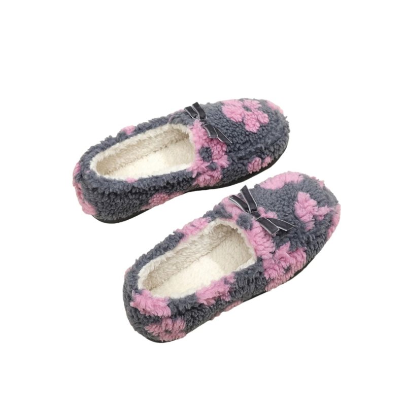 画像4: Women's Fluffy Faux-Fur Flower Bow Moccasin-Style Slip-On Shoes レディース モコモコフラワーファーリボン モカシンスリッポンパンプスシューズ (4)