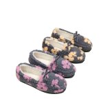 画像3: Women's Fluffy Faux-Fur Flower Bow Moccasin-Style Slip-On Shoes レディース モコモコフラワーファーリボン モカシンスリッポンパンプスシューズ (3)