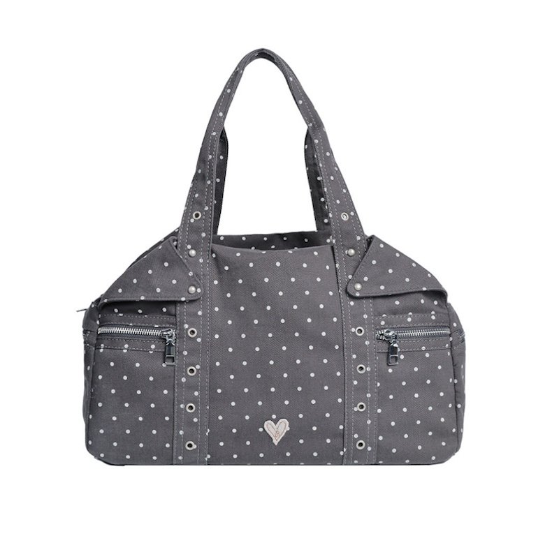 画像2: Polka-dot canvas tote shoulder bag　ドット水玉キャンバストートショルダーバック　ママバック (2)