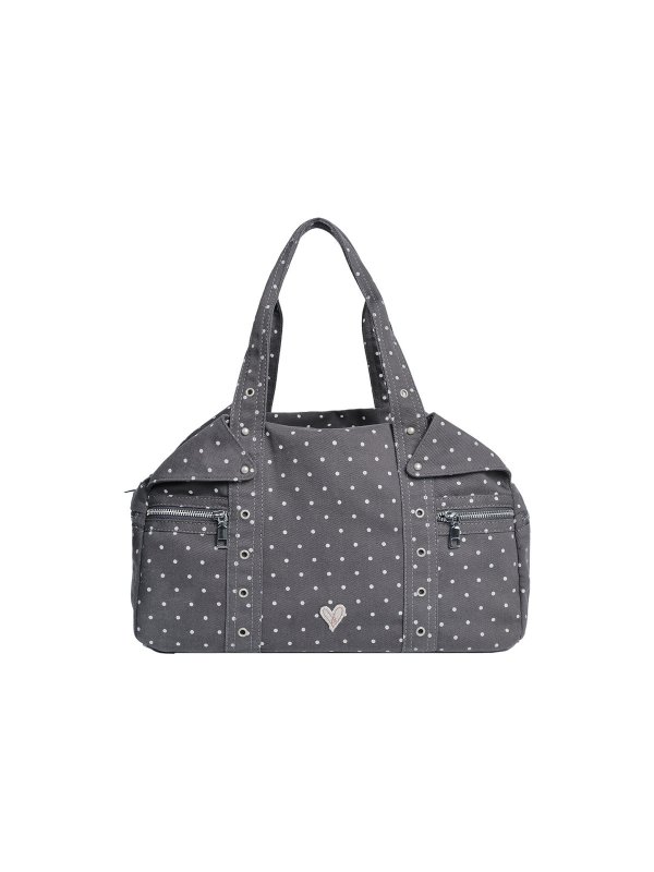 画像7: Polka-dot canvas tote shoulder bag　ドット水玉キャンバストートショルダーバック　ママバック (7)