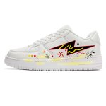 画像2: Unisex Lightning Rainbow Beach Graffiti leather lace-up sneakers ユニセックス 男女兼用 ライトニング レインボービーチ グラフィティグラフィックペイントレザーレースアップスニーカー (2)