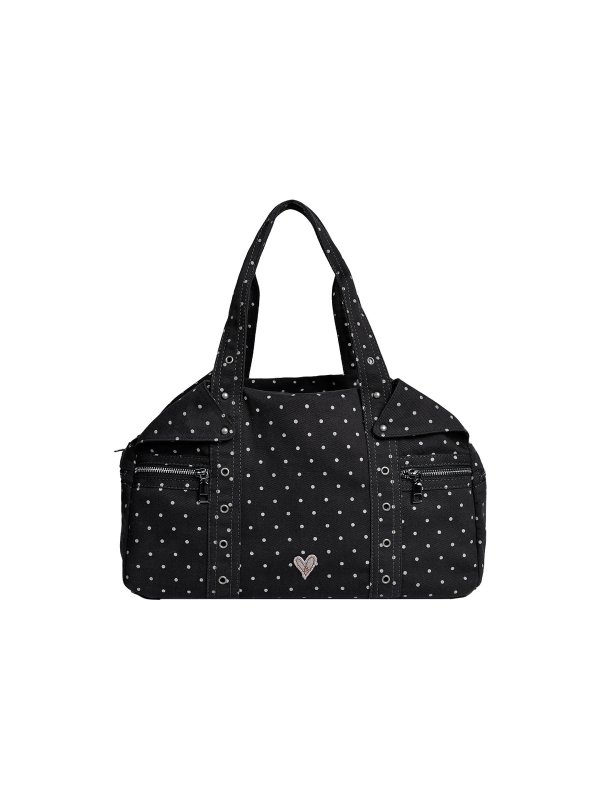 画像6: Polka-dot canvas tote shoulder bag　ドット水玉キャンバストートショルダーバック　ママバック (6)
