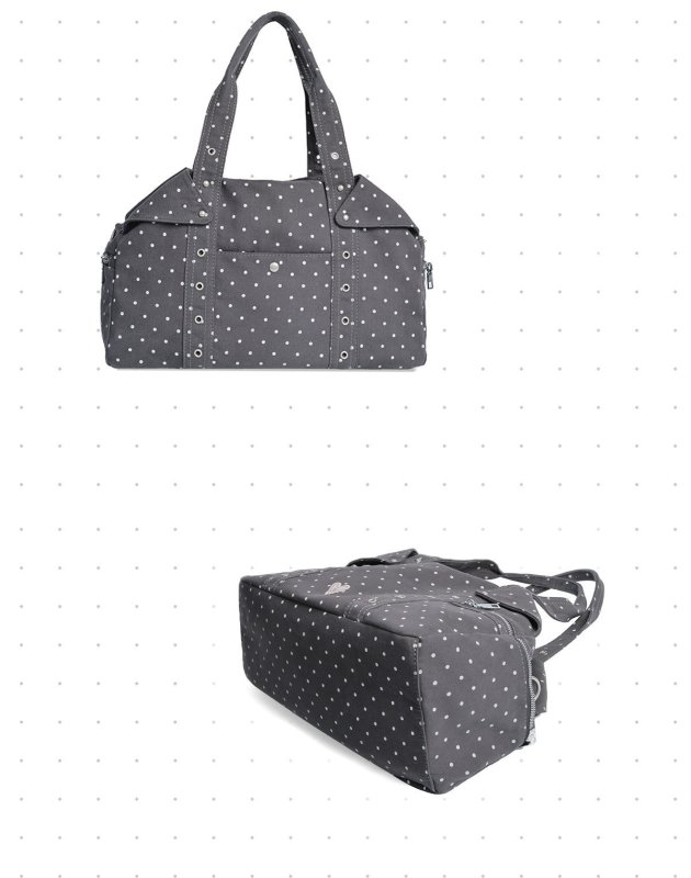 画像5: Polka-dot canvas tote shoulder bag　ドット水玉キャンバストートショルダーバック　ママバック (5)