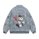 画像2: Snoopy Skateboard Denim Zip-Up Jacket　ユニセックス男女兼用スケボースヌーピーデニムジップアップジャケット (2)