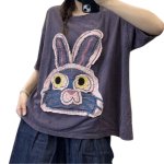 画像2: Rabbit Emblem Embroidered Tshirts ユニセックス 男女兼用 ラビット エンブレム 刺繍 Tシャツ (2)