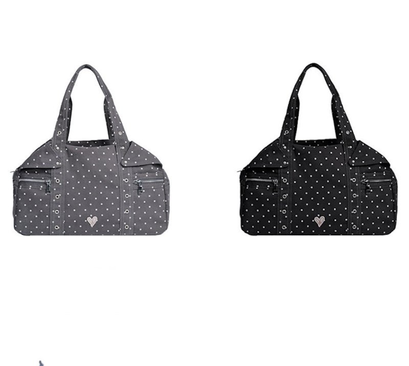 画像3: Polka-dot canvas tote shoulder bag　ドット水玉キャンバストートショルダーバック　ママバック (3)