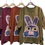 画像1: Rabbit Emblem Embroidered Tshirts ユニセックス 男女兼用 ラビット エンブレム 刺繍 Tシャツ (1)
