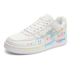 画像1: Unisex Graphic-print leather lace-up sneakers ユニセックス 男女兼用 グラフィックペイントレザーレースアップスニーカー (1)