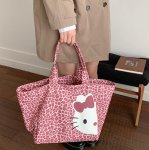 画像6: Leopard & Check x Half-Kitty Large-Capacity Tote/Shoulder Bag　ハーフキティーレオパードラージキャパシティートートショルダーエコバックママバック (6)