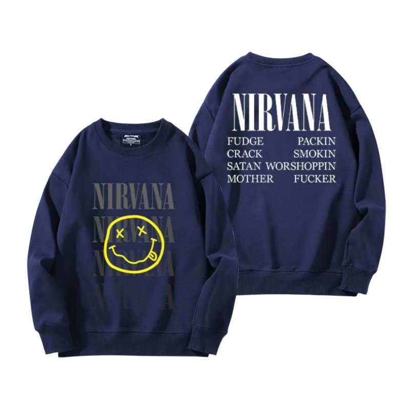 画像6: Unisex Nirvana x Smile long sleeve sweatshirts  男女兼用  ユニセックスニルヴァーナ×スマイルプリント 長袖 スウェットシャツ  トレーナー (6)