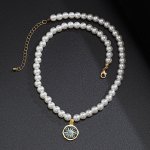 画像5: Pearl & Turquoise Medal Necklace　ユニセックス 男女兼用  パール＆ターコイズメダルネックレスチョーカー (5)