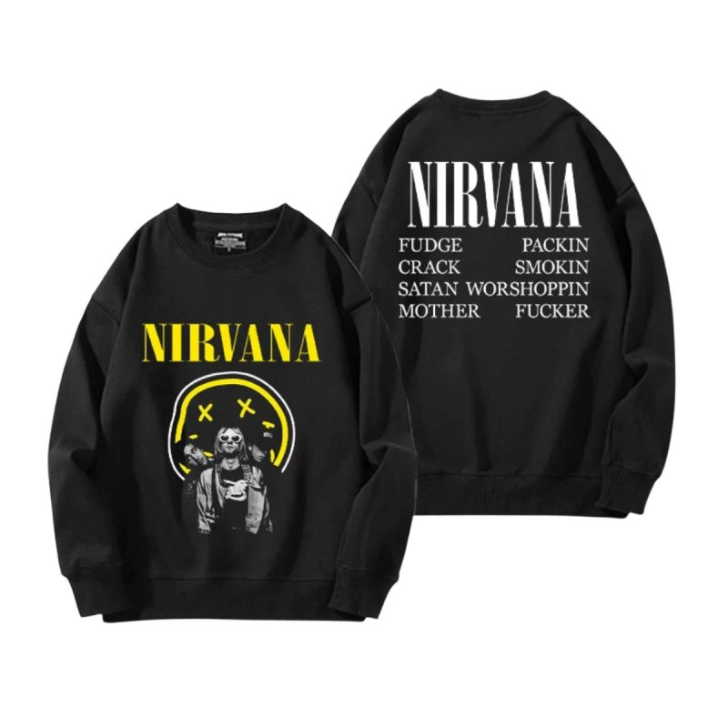 画像8: Unisex Nirvana x Smile long sleeve sweatshirts  男女兼用  ユニセックスニルヴァーナ×スマイルプリント 長袖 スウェットシャツ  トレーナー (8)