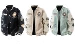 画像5: Marc Fairwhale Floral Embroidery Baseball Jacket ユニセックス男女兼用マーク・フェアホエールフラワー刺繍スリーブレザースタジャンスタジアムジャケット (5)