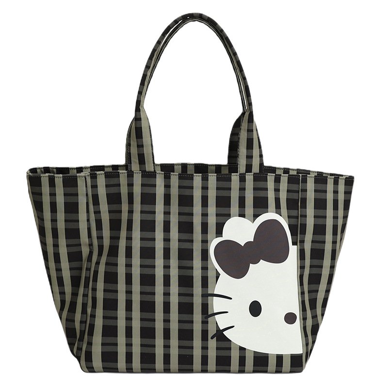 画像3: Leopard & Check x Half-Kitty Large-Capacity Tote/Shoulder Bag　ハーフキティーレオパードラージキャパシティートートショルダーエコバックママバック (3)