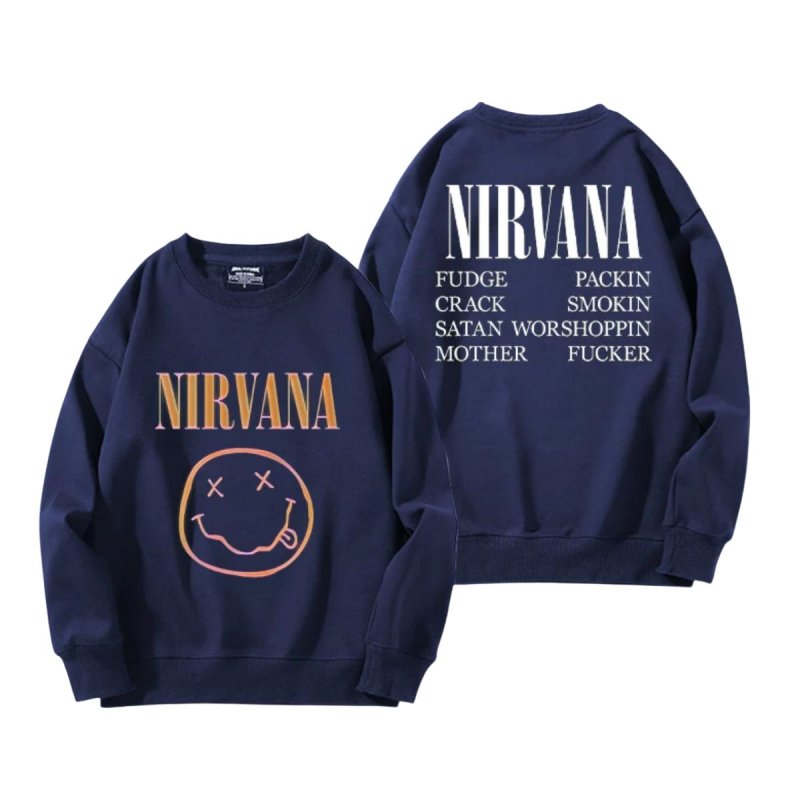 画像3: Unisex Nirvana x Smile long sleeve sweatshirts  男女兼用  ユニセックスニルヴァーナ×スマイルプリント 長袖 スウェットシャツ  トレーナー (3)