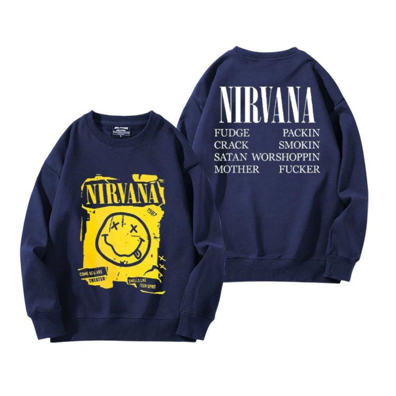 画像7: Unisex Nirvana x Smile long sleeve sweatshirts  男女兼用  ユニセックスニルヴァーナ×スマイルプリント 長袖 スウェットシャツ  トレーナー (7)