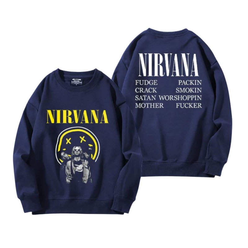 画像2: Unisex Nirvana x Smile long sleeve sweatshirts  男女兼用  ユニセックスニルヴァーナ×スマイルプリント 長袖 スウェットシャツ  トレーナー (2)