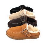 画像6: Buckled Sheepskin Fur Slip-On Sandals Shoes  モコモコファーバックル付きシープスキンスリボン モカシンパンプスサンダルシューズ (6)