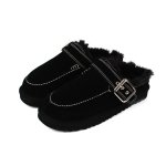 画像5: Buckled Sheepskin Fur Slip-On Sandals Shoes  モコモコファーバックル付きシープスキンスリボン モカシンパンプスサンダルシューズ (5)